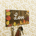 Brown Love Theme Wooden Key Holder with 7 Hooks Kafalo