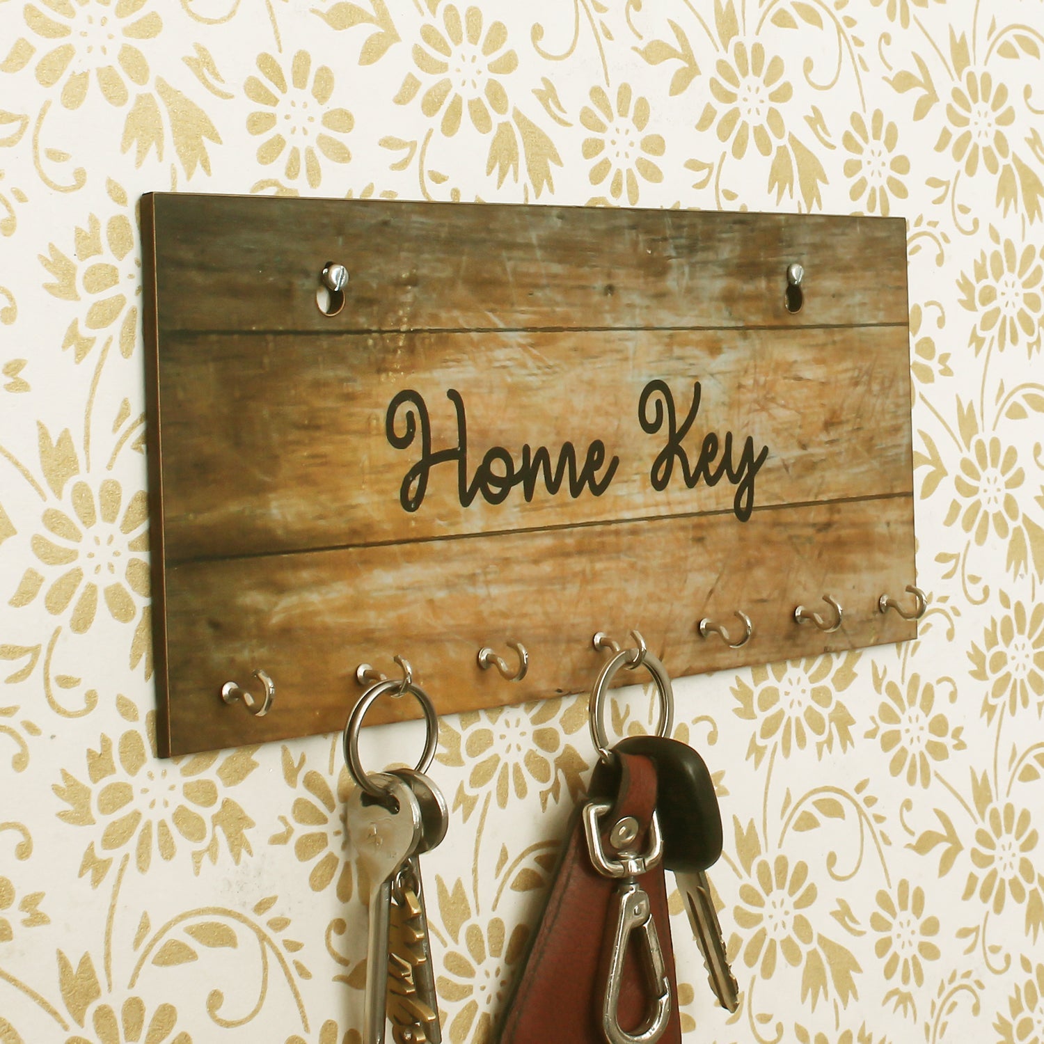 Home Key Theme Wooden Key Holder With 7 Hooks Kafalo