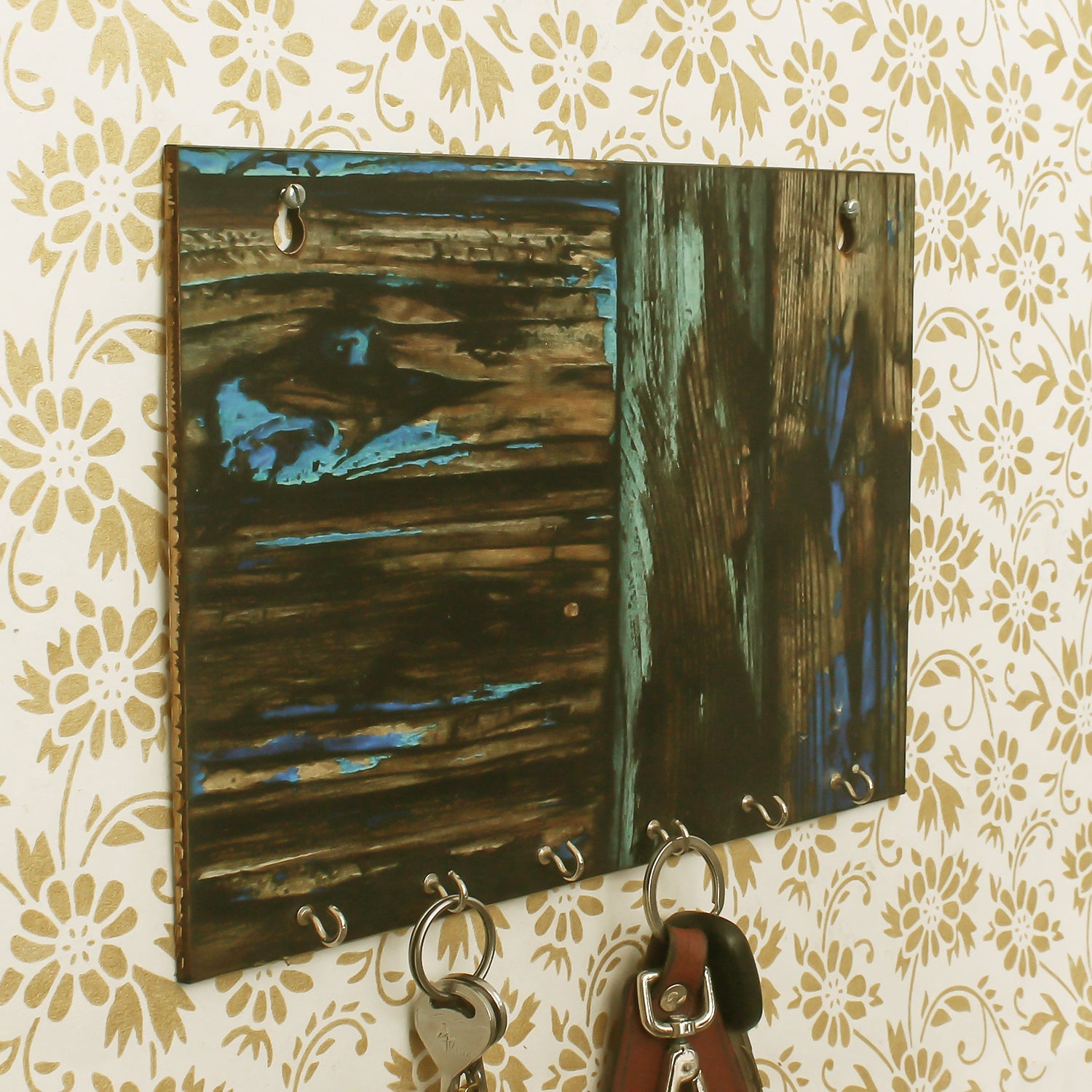 Painting Theme Wooden Key Holder with 6 Hooks Kafalo