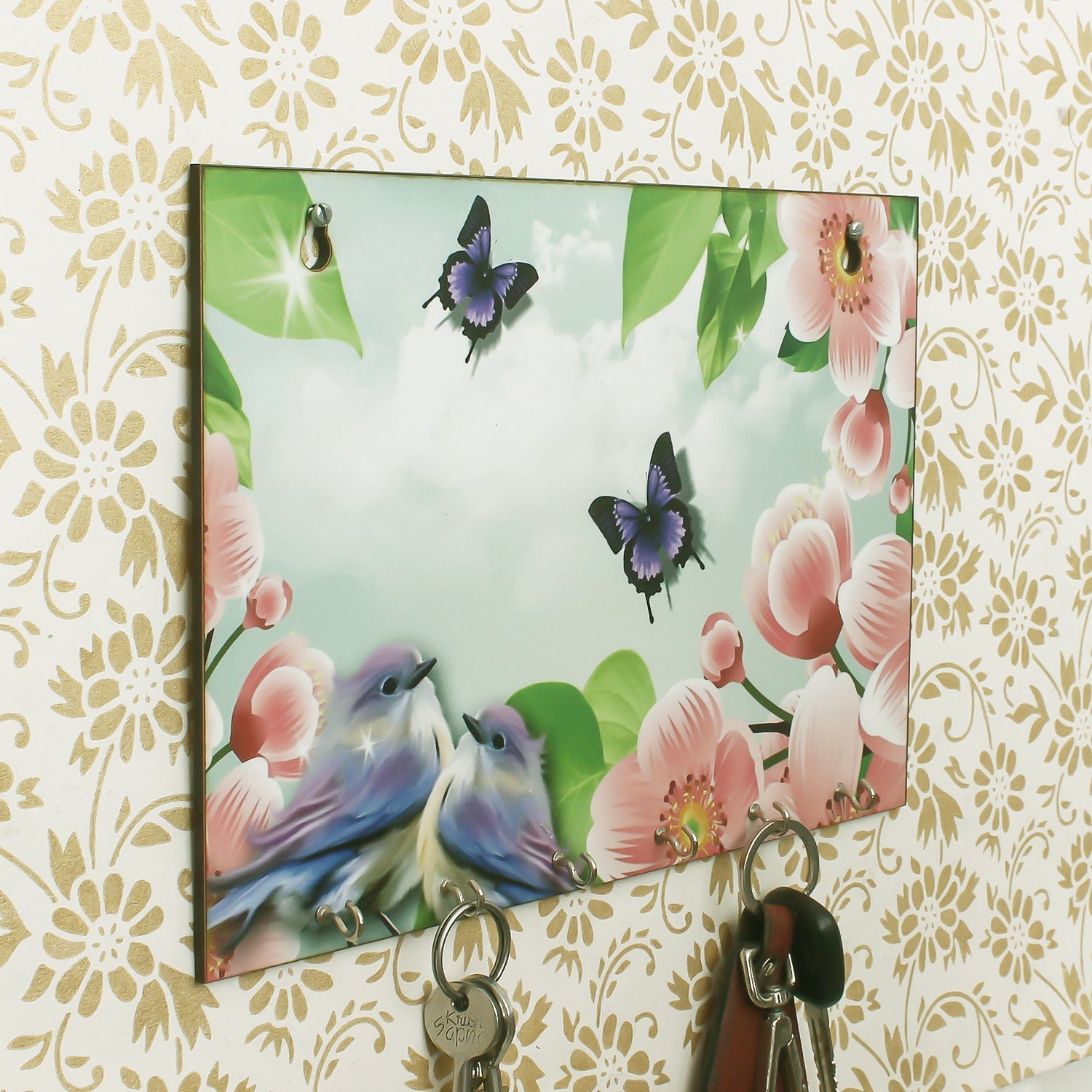 Nature View Theme Wooden Key Holder With 6 Hooks Kafalo