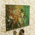Radhe Krishna Theme Wooden Key Holder with 6 Hooks Kafalo