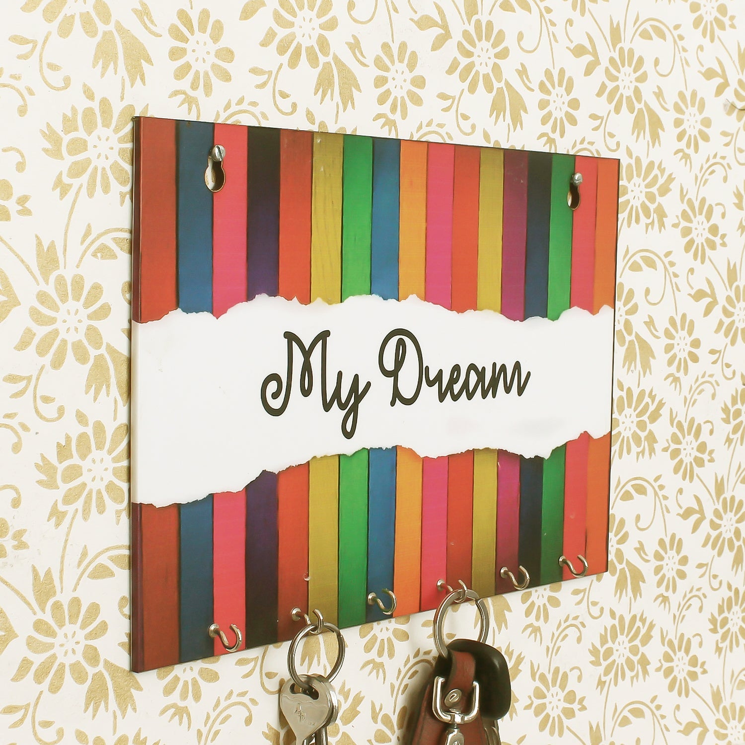 My Dream Theme Wooden Key Holder with 6 Hooks Kafalo