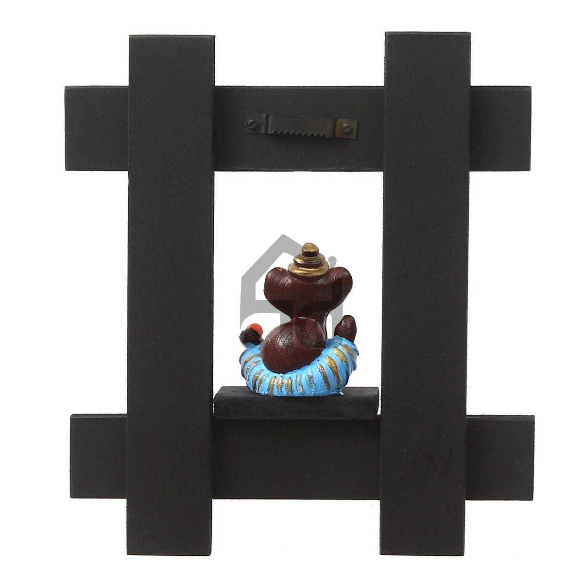 Polyresin Lord Ganesha Idol Wooden Key holder with 5 Key Hooks Kafalo
