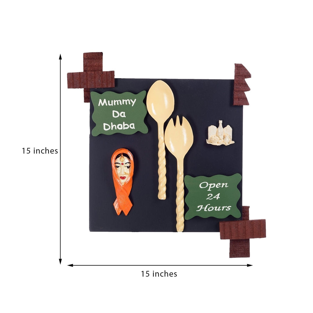 Wooden Multicolor Mummy Da Dhaba Wall Hanging Kafalo