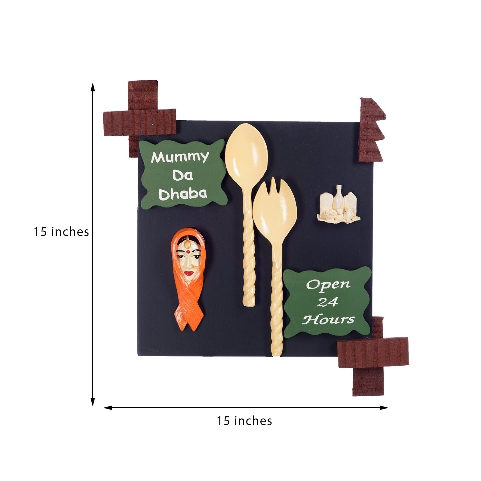 Wooden Multicolor Mummy Da Dhaba Wall Hanging Kafalo