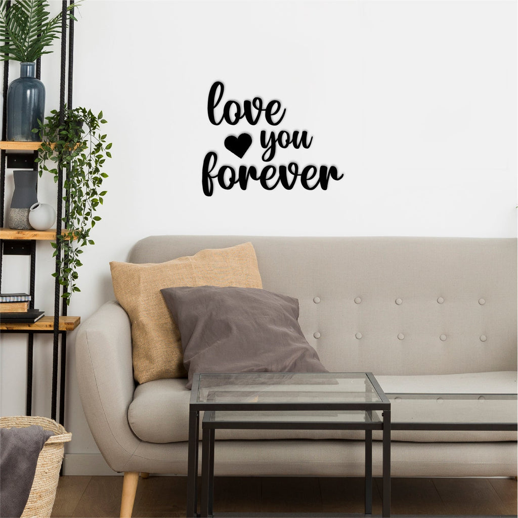 Love You Forever Black Engineered Wood Wall Art Cutout, Ready To Hang Home Decor Kafalo