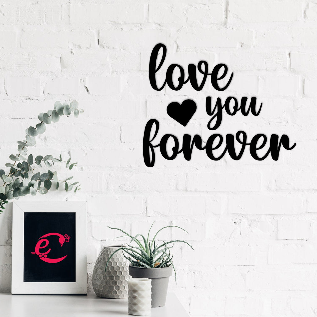 Love You Forever Black Engineered Wood Wall Art Cutout, Ready To Hang Home Decor Kafalo