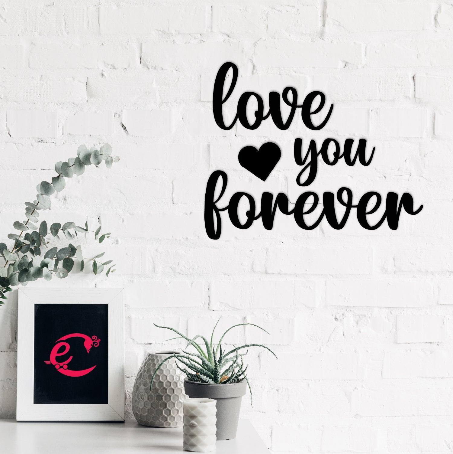 Love You Forever Black Engineered Wood Wall Art Cutout, Ready To Hang Home Decor Kafalo