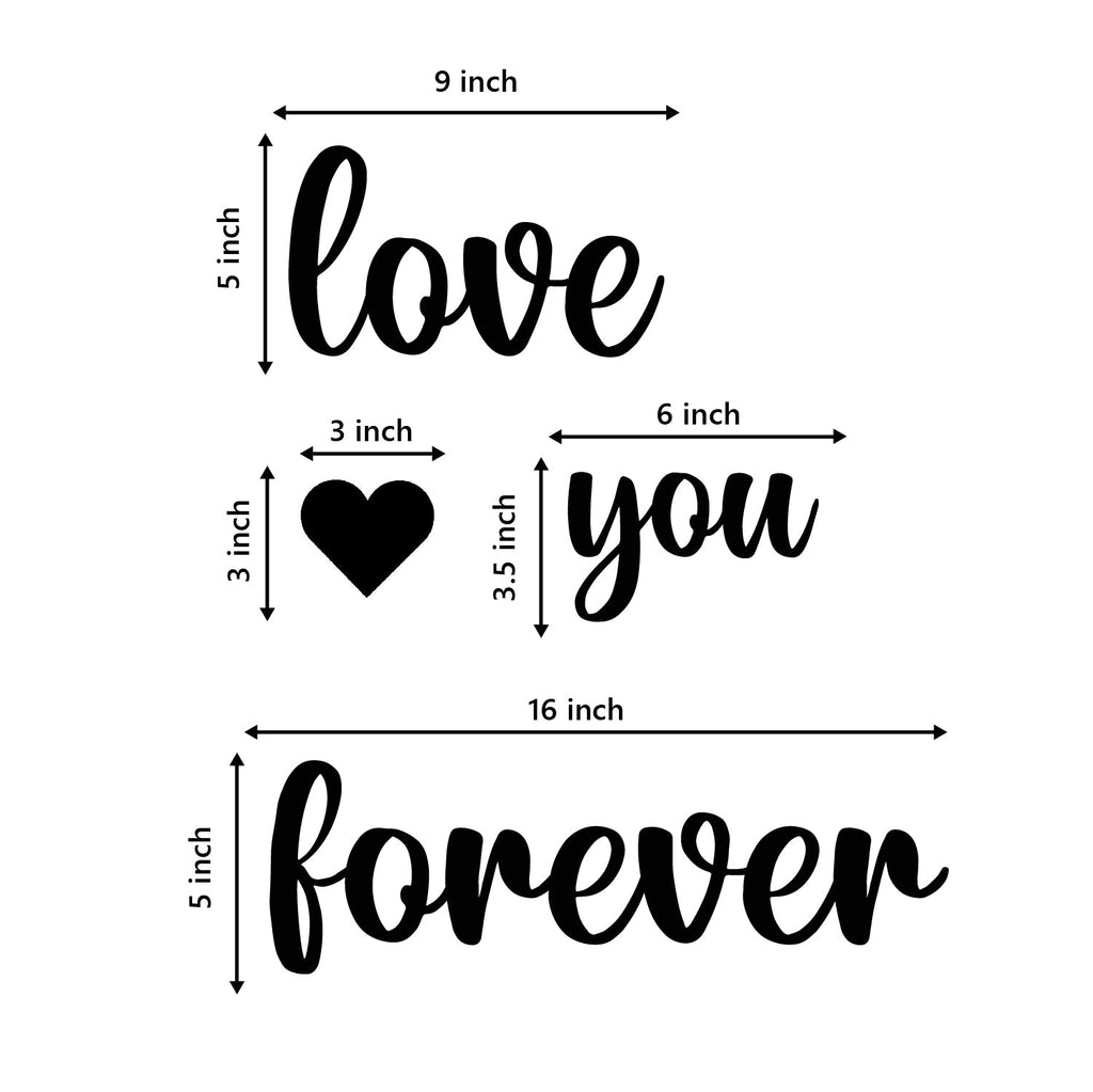 Love You Forever Black Engineered Wood Wall Art Cutout, Ready To Hang Home Decor Kafalo