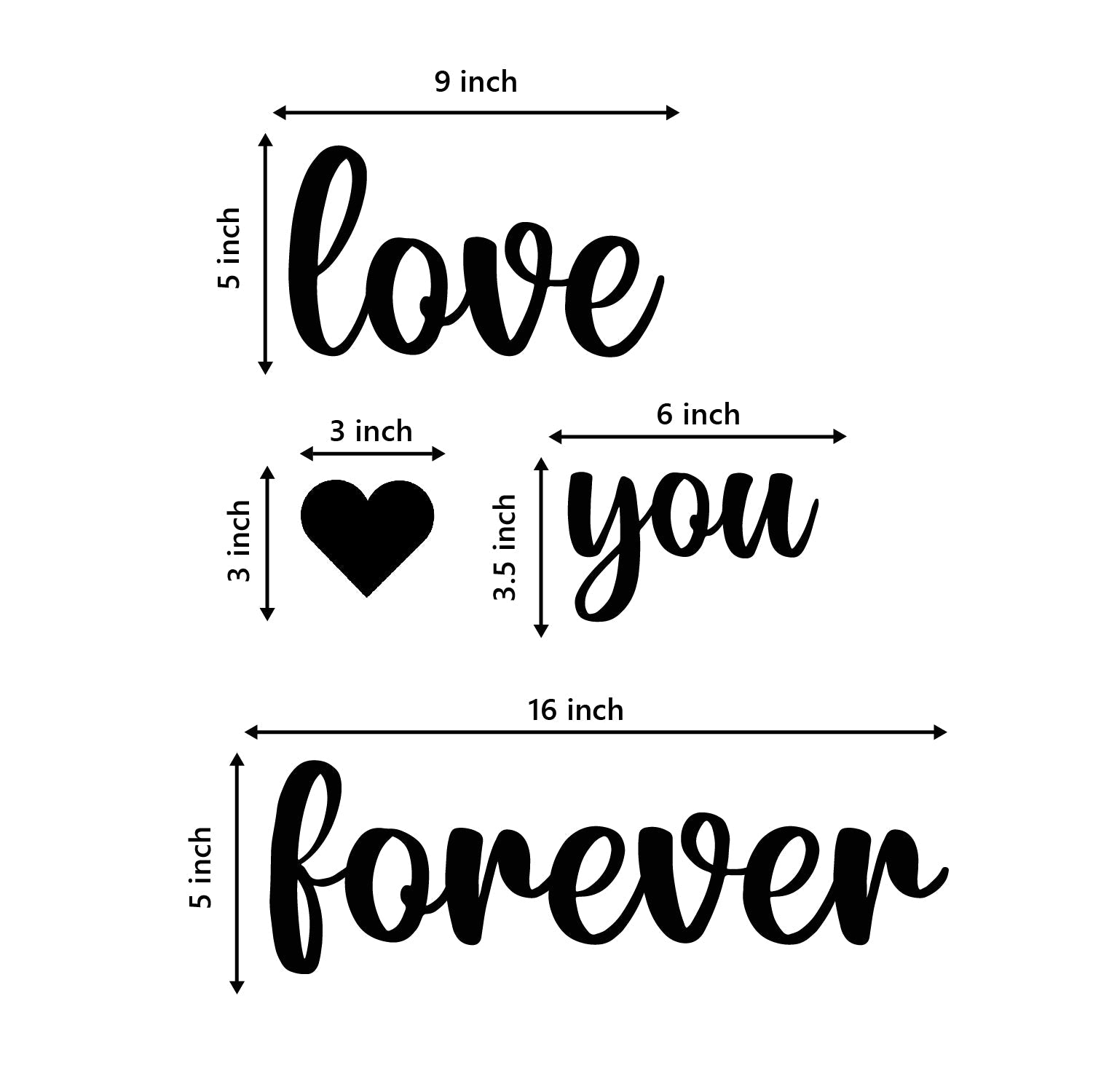 Love You Forever Black Engineered Wood Wall Art Cutout, Ready To Hang Home Decor Kafalo