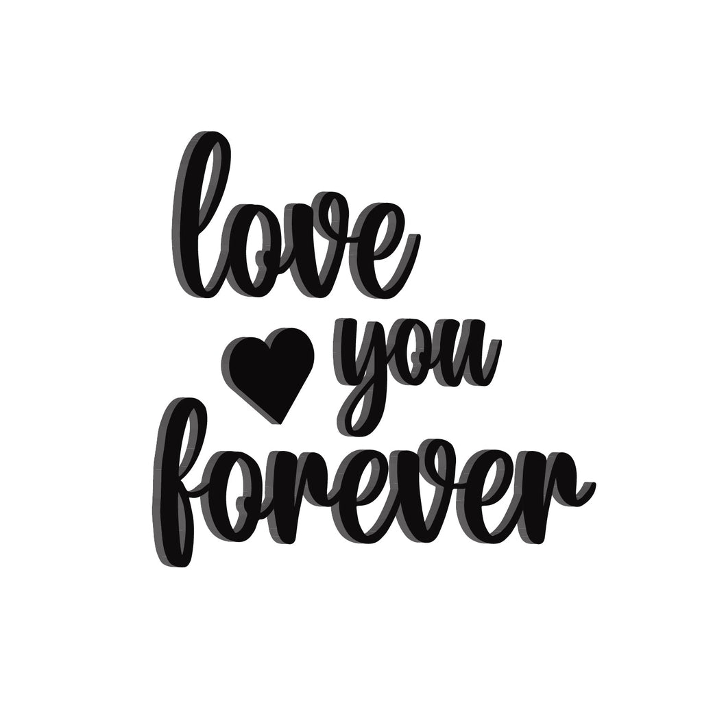Love You Forever Black Engineered Wood Wall Art Cutout, Ready To Hang Home Decor Kafalo