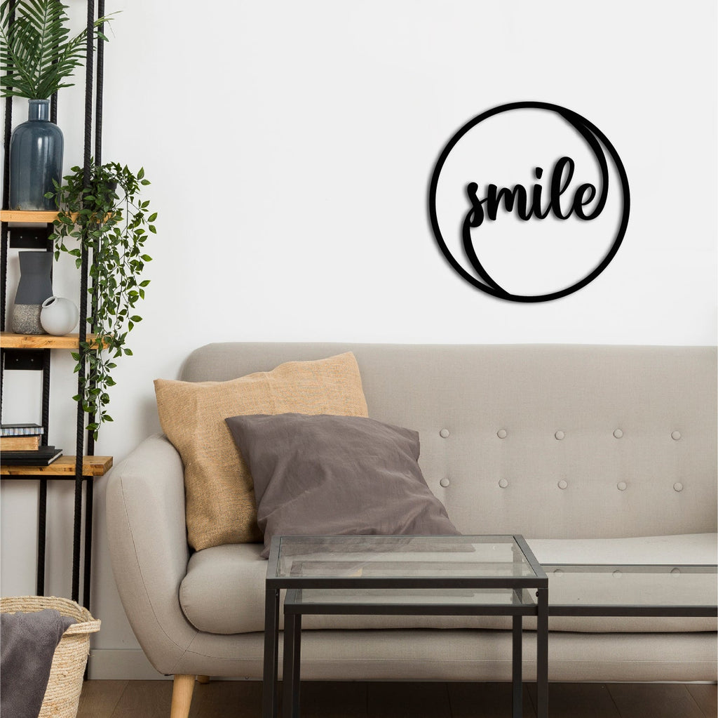 Smile Black Engineered Wood Wall Art Cutout, Ready To Hang Home Decor Kafalo