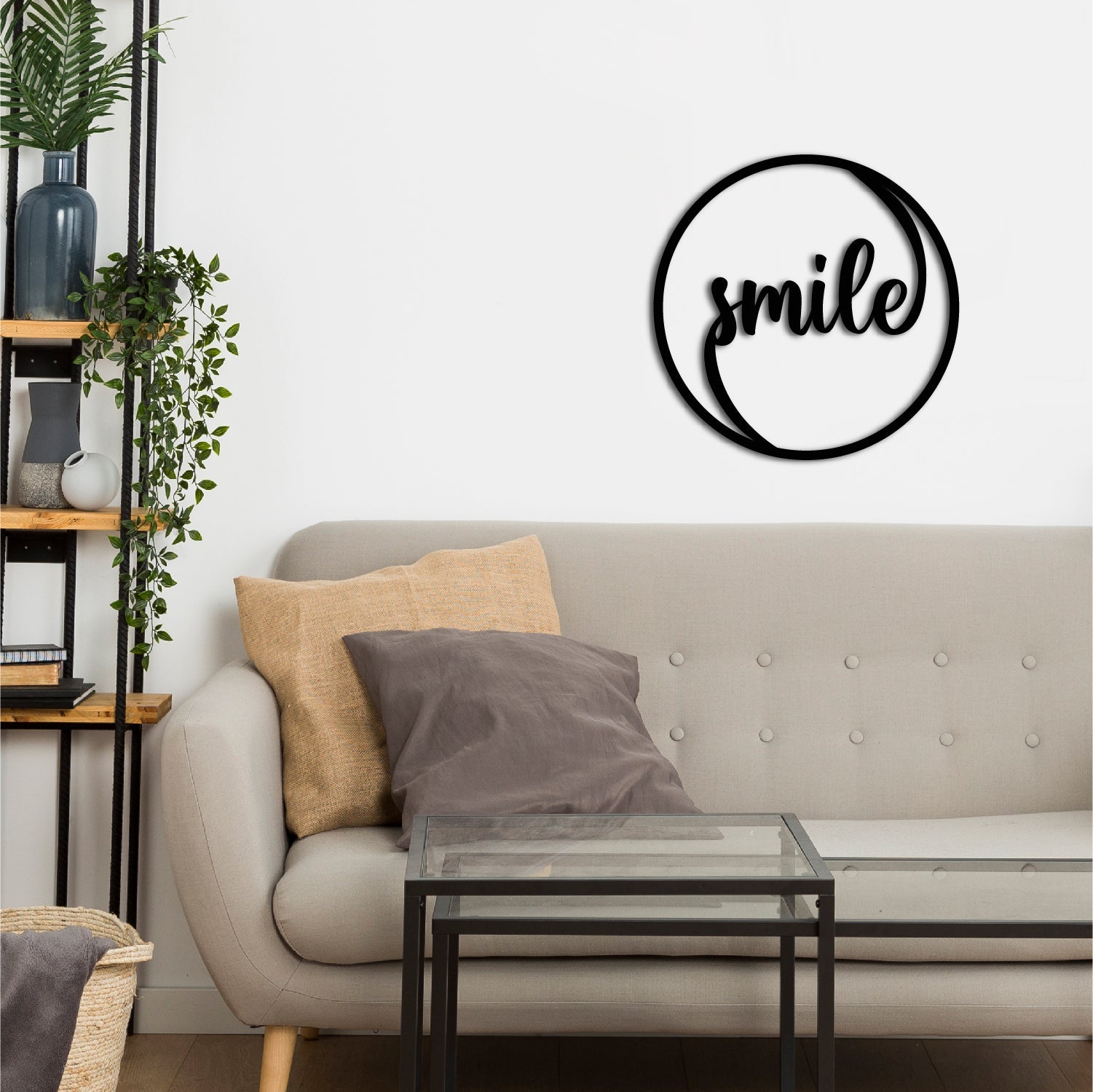 Smile Black Engineered Wood Wall Art Cutout, Ready To Hang Home Decor Kafalo