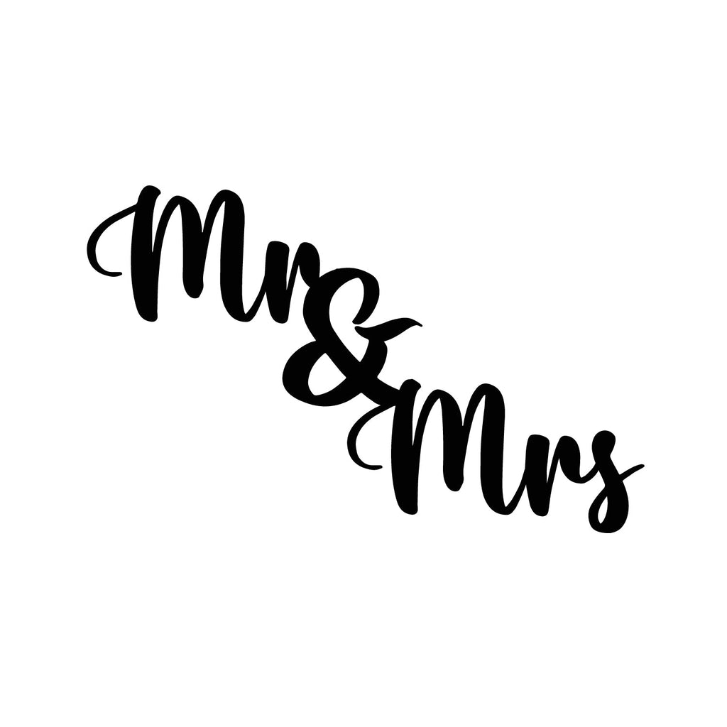 "Mr & Mrs" Black Engineered Wood Wall Art Cutout, Ready to Hang Home Decor Kafalo
