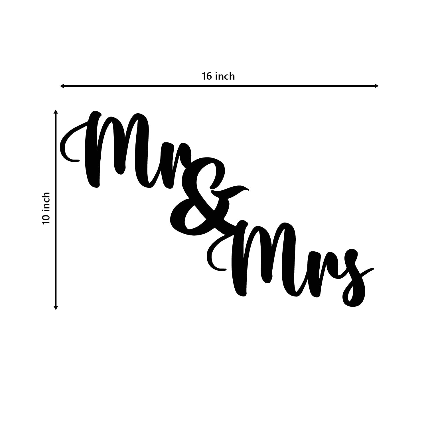 "Mr & Mrs" Black Engineered Wood Wall Art Cutout, Ready to Hang Home Decor Kafalo