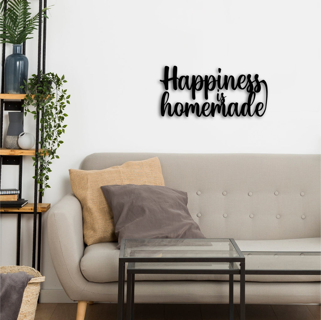 "Happiness is Homemade" Black MDF Engineered Wooden Wall Art/Hanging Cutout for Home Decor Kafalo