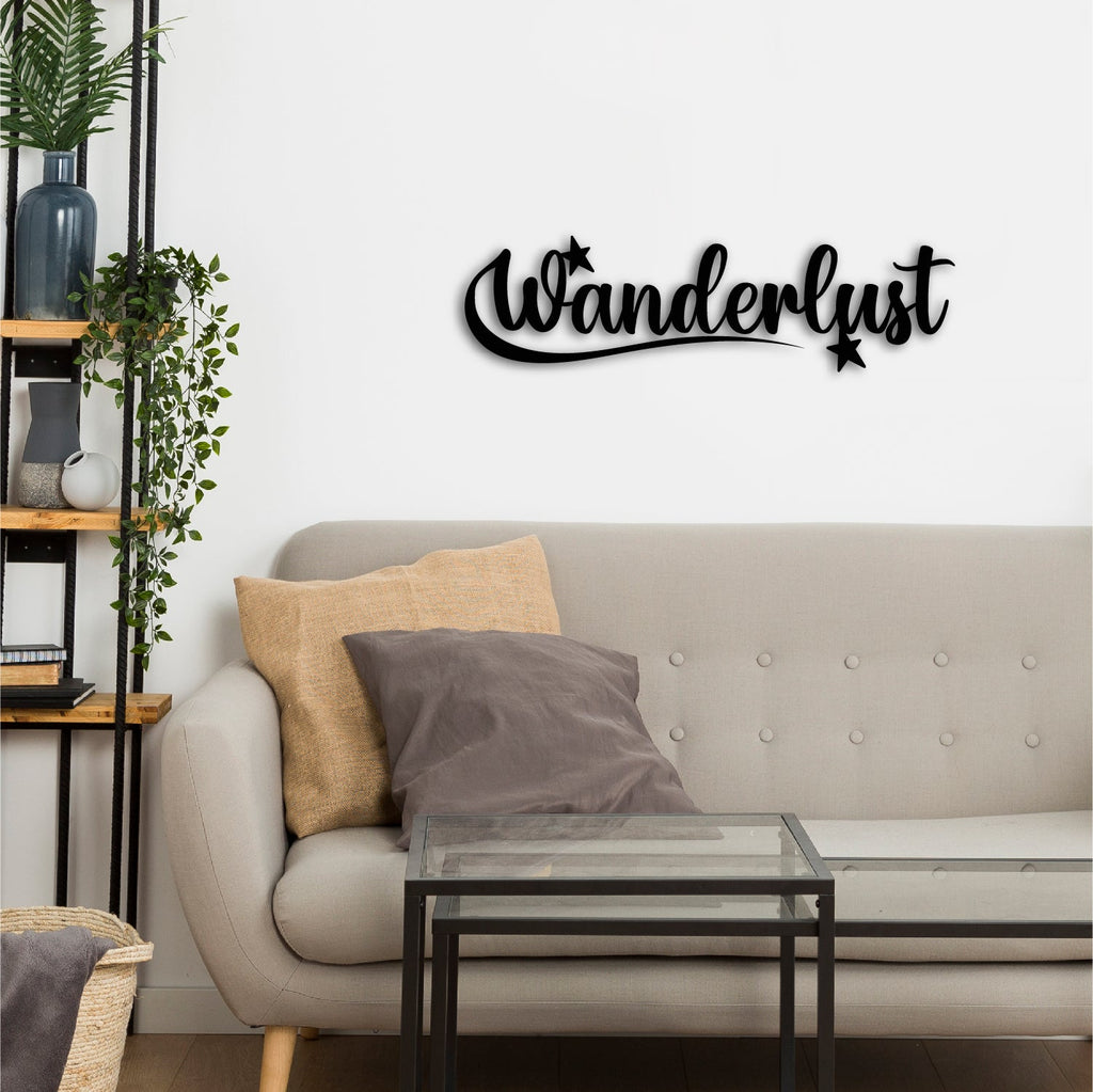 Wanderlust Black Engineered Wood Wall Art Cutout, Ready To Hang Home Decor Kafalo