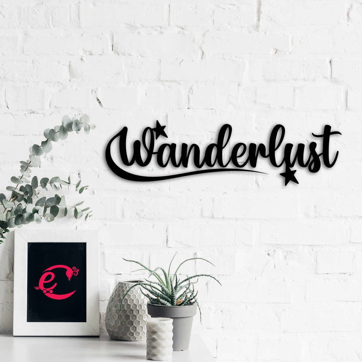 Wanderlust Black Engineered Wood Wall Art Cutout, Ready To Hang Home Decor Kafalo