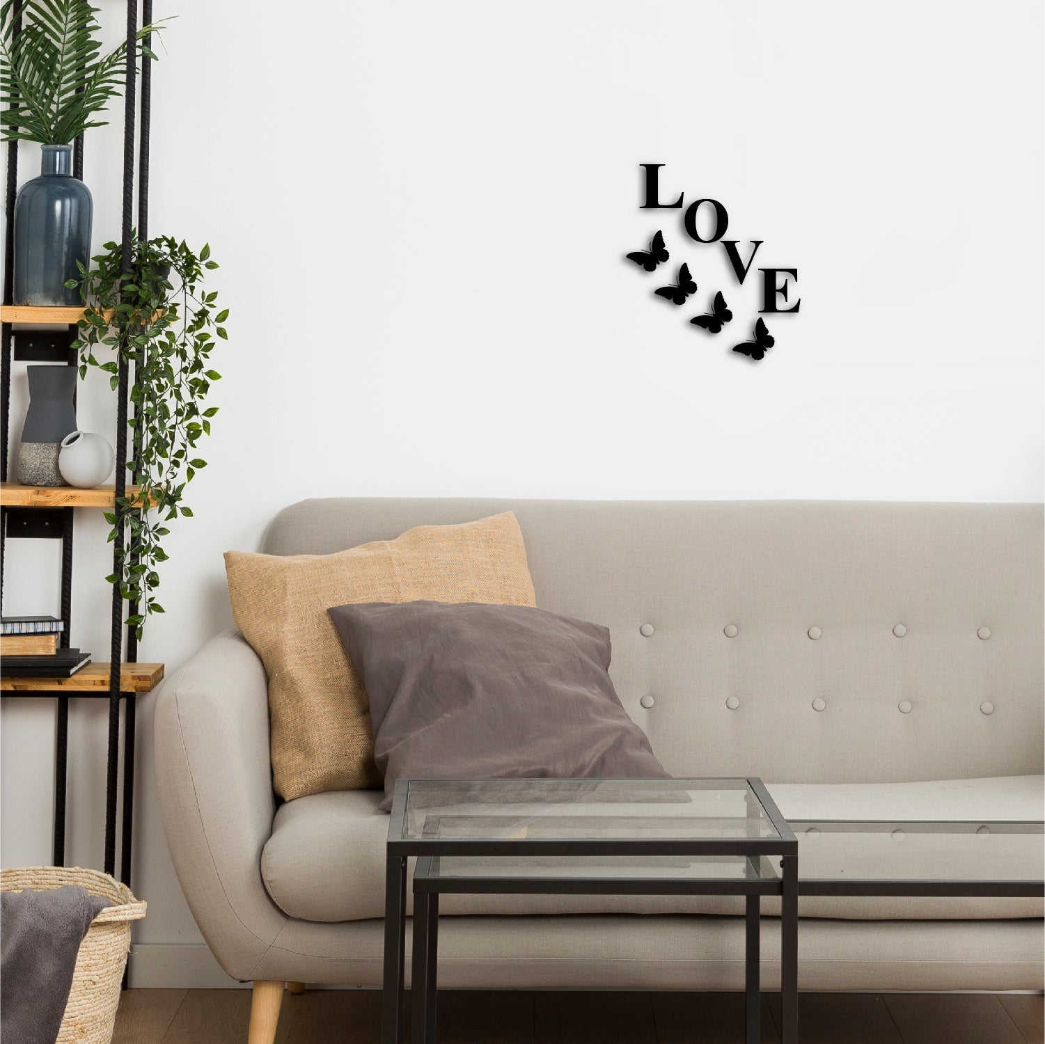 Love With Butterfly Black Engineered Wood Wall Art Cutout, Ready To Hang Home Decor Kafalo