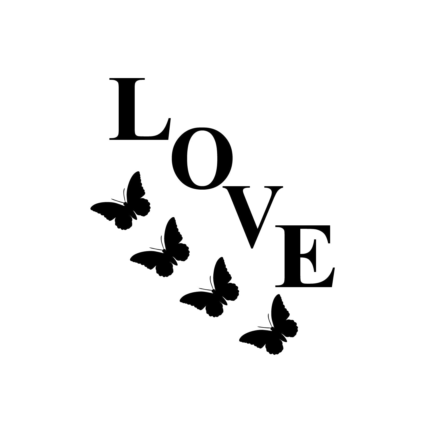 Love With Butterfly Black Engineered Wood Wall Art Cutout, Ready To Hang Home Decor Kafalo