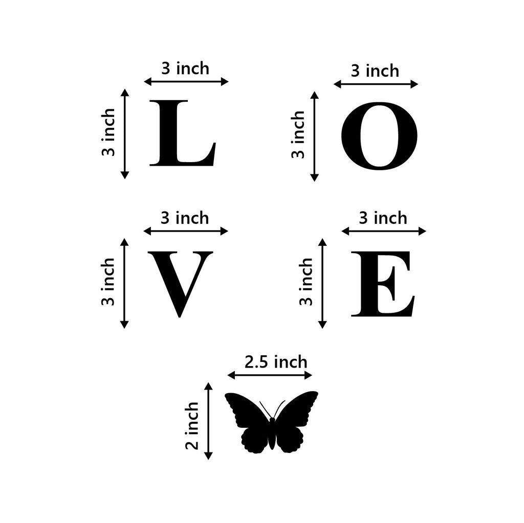 Love With Butterfly Black Engineered Wood Wall Art Cutout, Ready To Hang Home Decor Kafalo