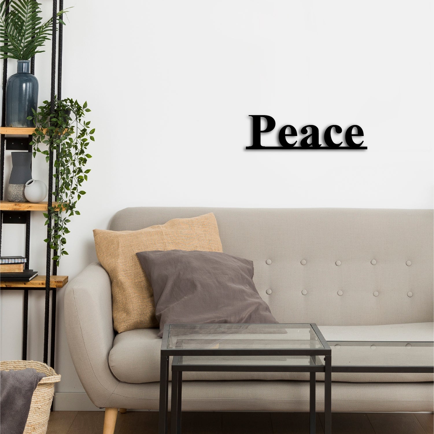 "Peace" Black Engineered Wood Wall Art Cutout, Ready to Hang Home Decor Kafalo