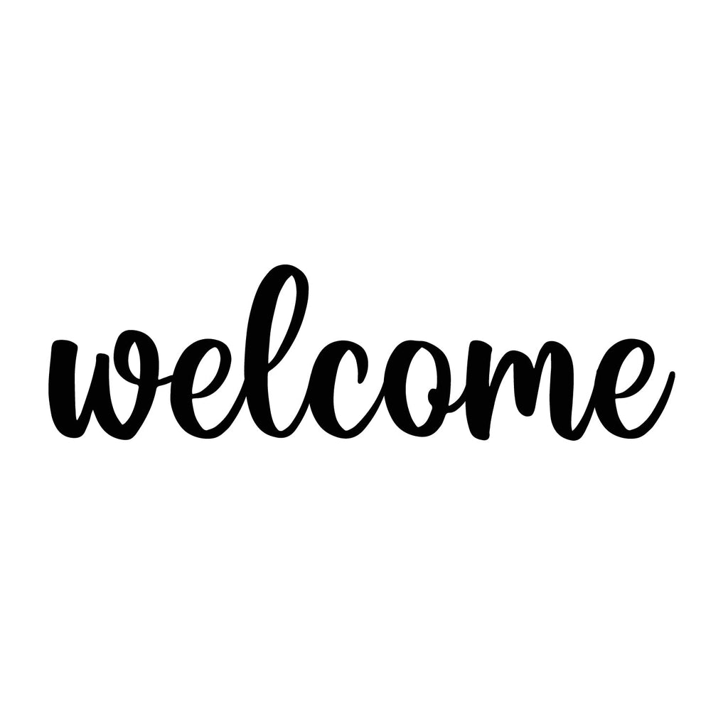 Welcome Black Engineered Wood Wall Art Cutout, Ready To Hang Home Decor Kafalo