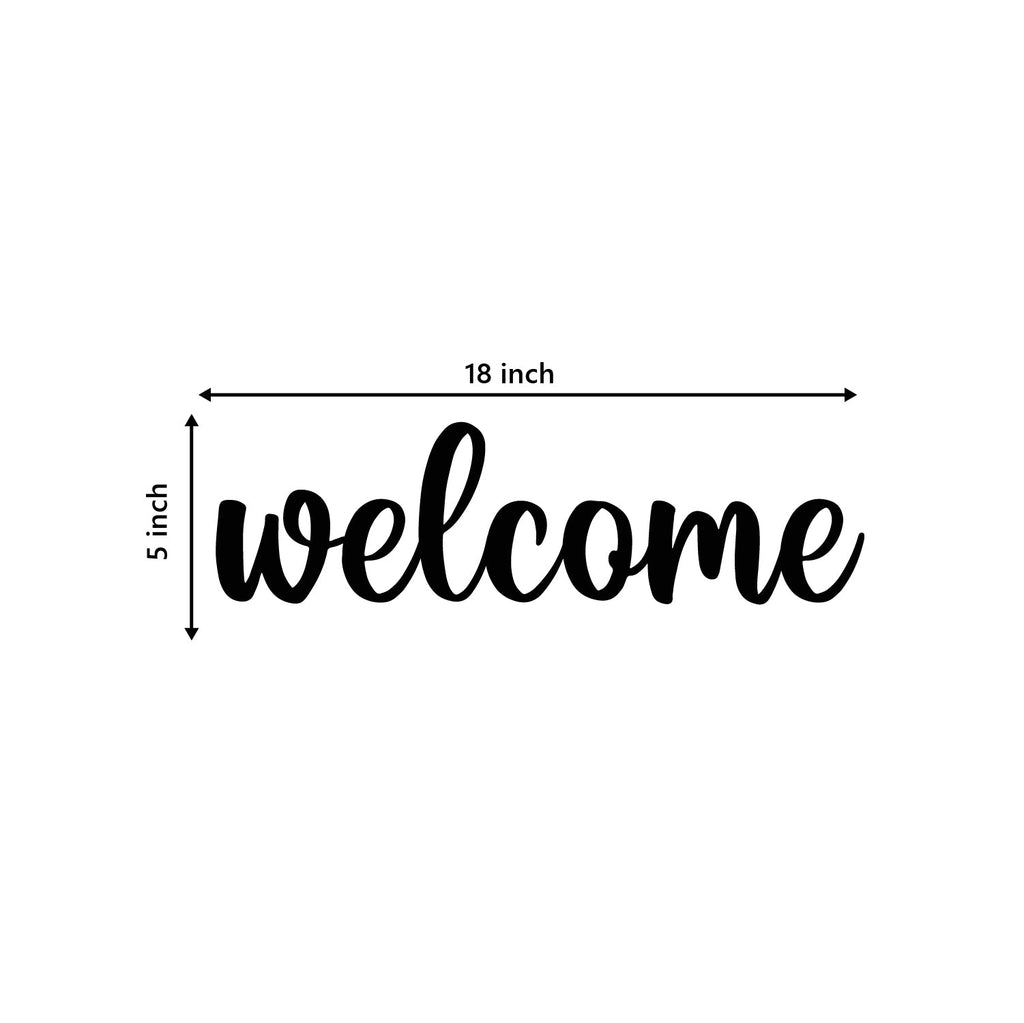 Welcome Black Engineered Wood Wall Art Cutout, Ready To Hang Home Decor Kafalo