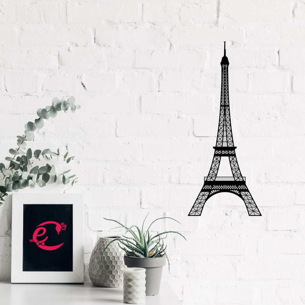 "Eiffel Tower" Black Engineered Wood Wall Art Cutout, Ready to Hang Home Decor Kafalo