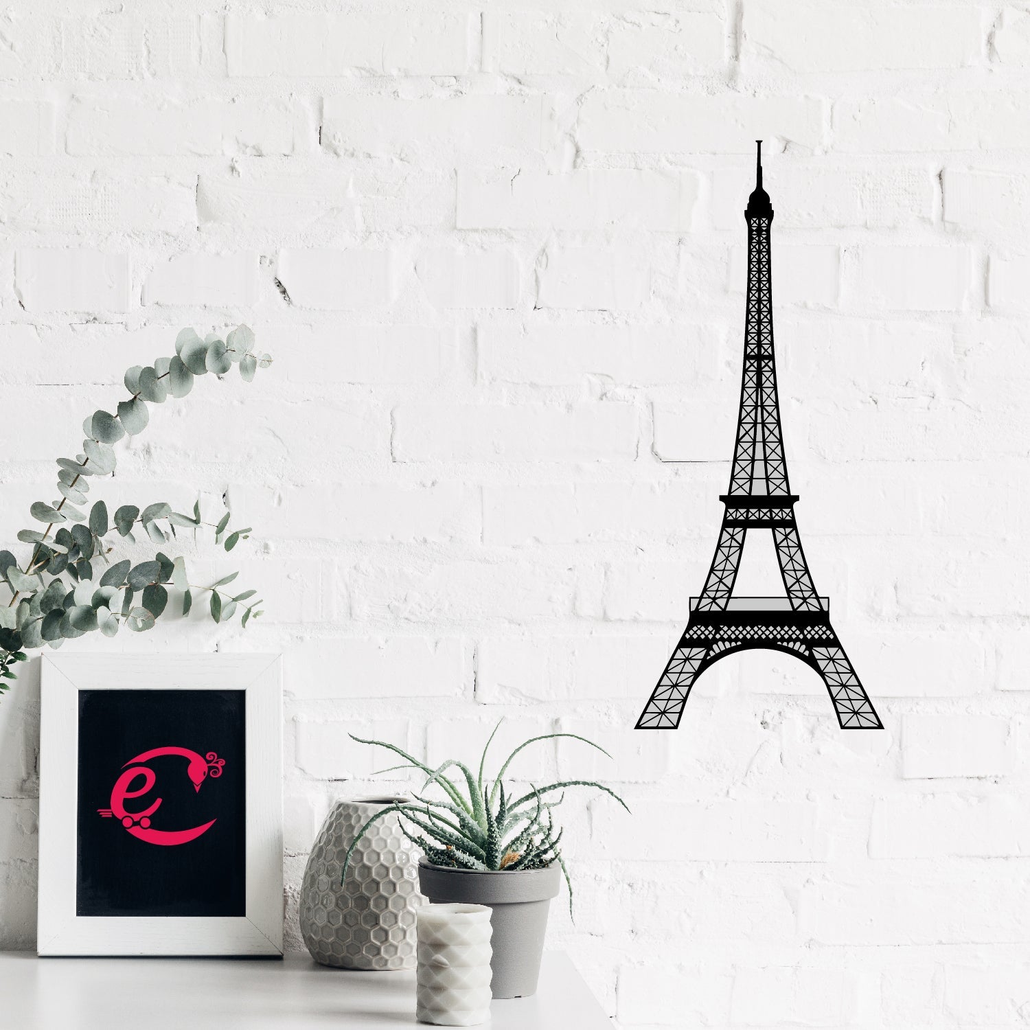 "Eiffel Tower" Black Engineered Wood Wall Art Cutout, Ready to Hang Home Decor Kafalo