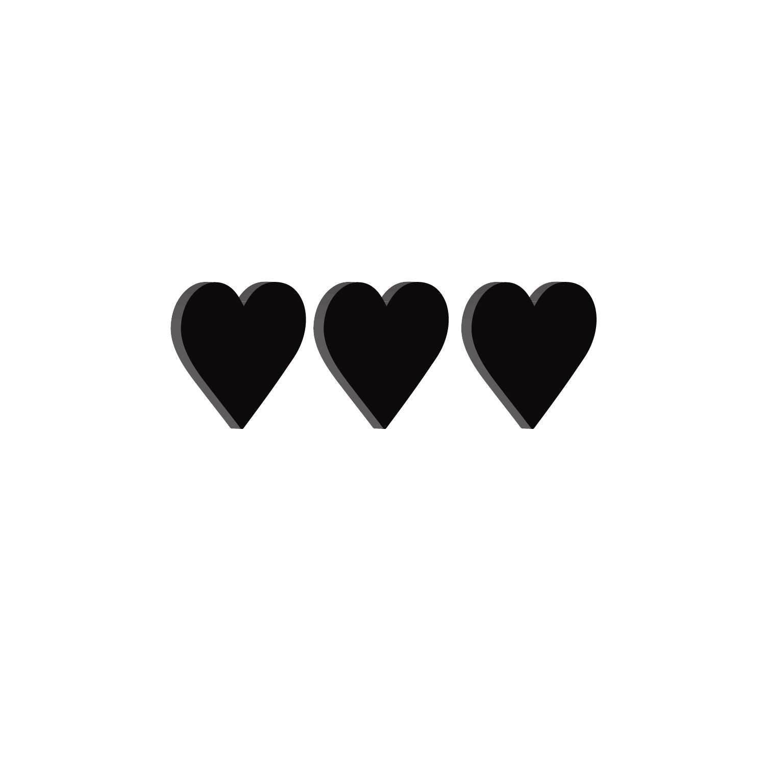 Set of 3 "Hearts" Black Engineered Wood Wall Art Cutout, Ready to Hang Home Decor Kafalo