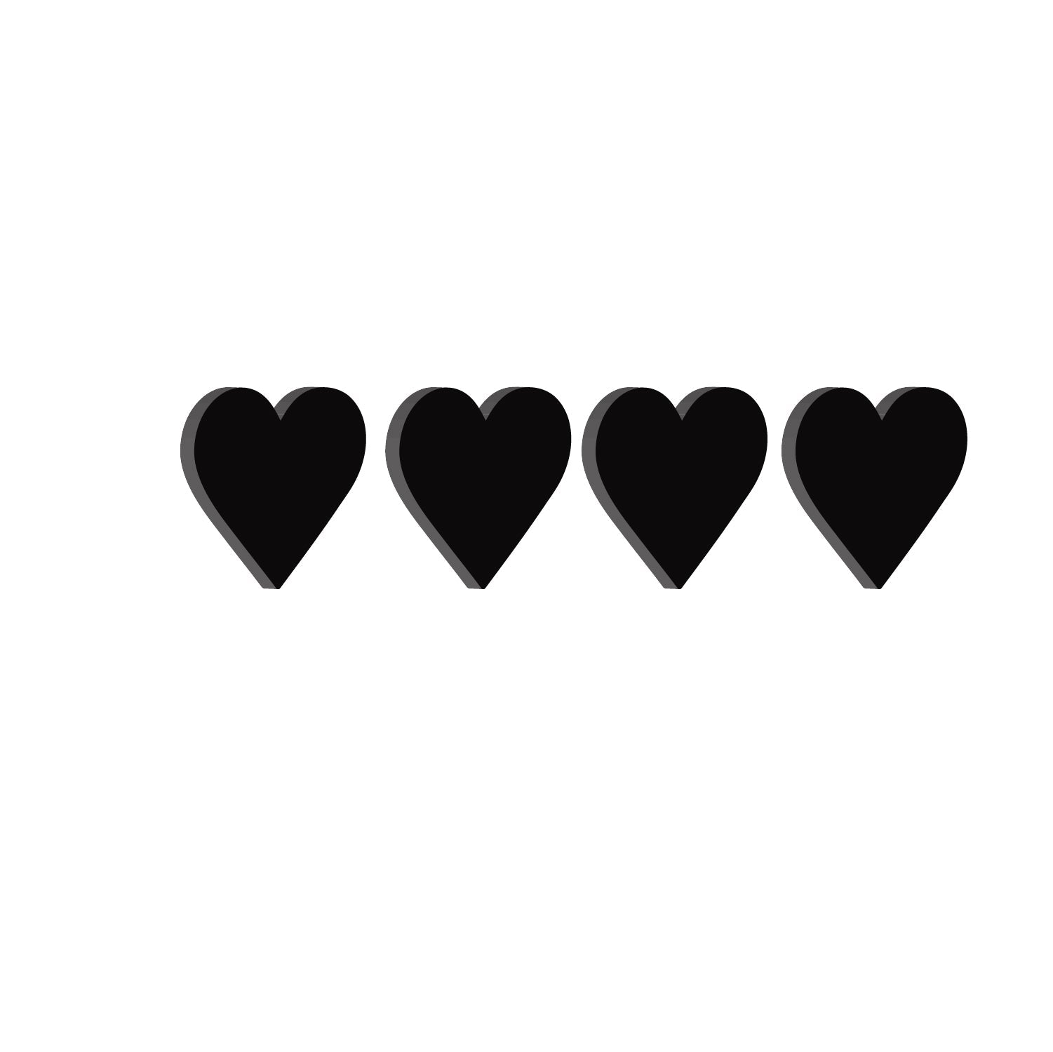 Set of 4 "Hearts" Black MDF Engineered Wooden Wall Art/Hanging Cutout for Home DÃ©cor Kafalo