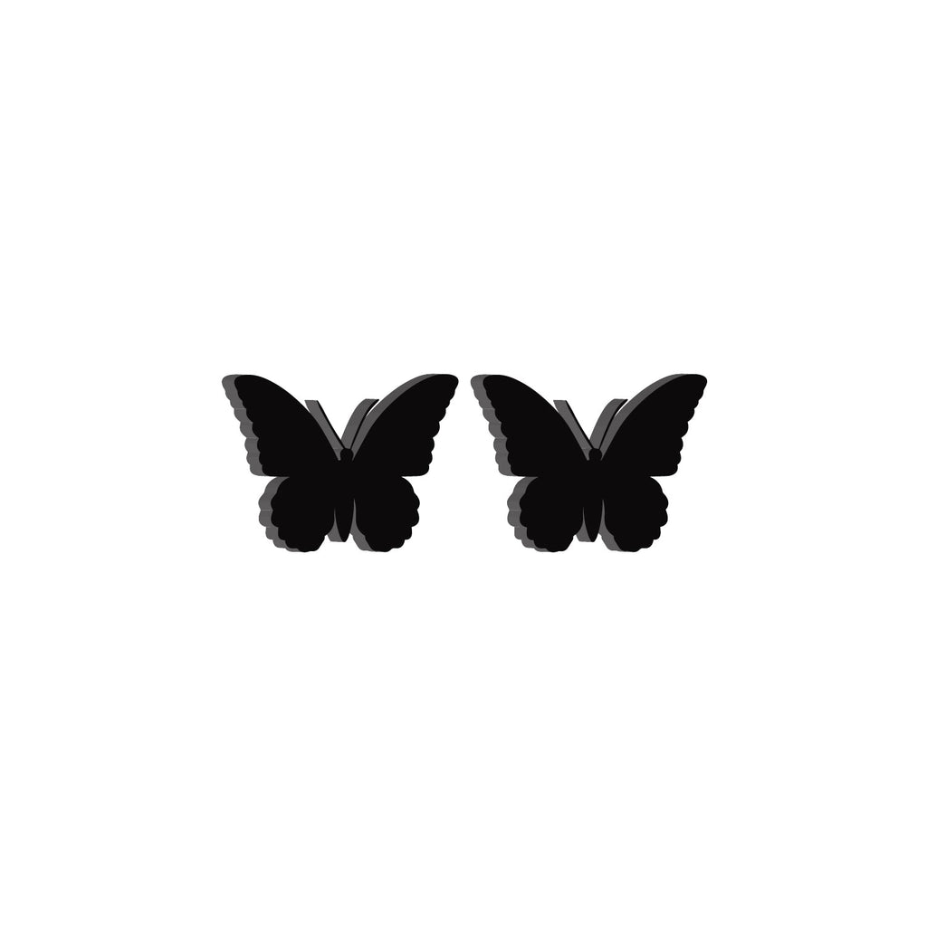 Set of 2 "Butterflies" Black Engineered Wood Wall Art Cutout, Ready to Hang Home Decor Kafalo