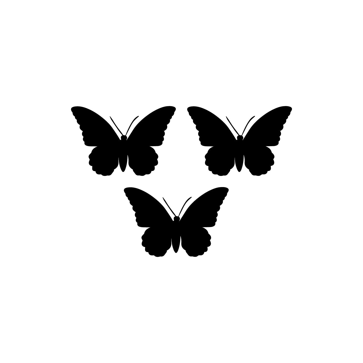 Set of 3 "Butterflies" Black Engineered Wood Wall Art Cutout, Ready to Hang Home Decor Kafalo