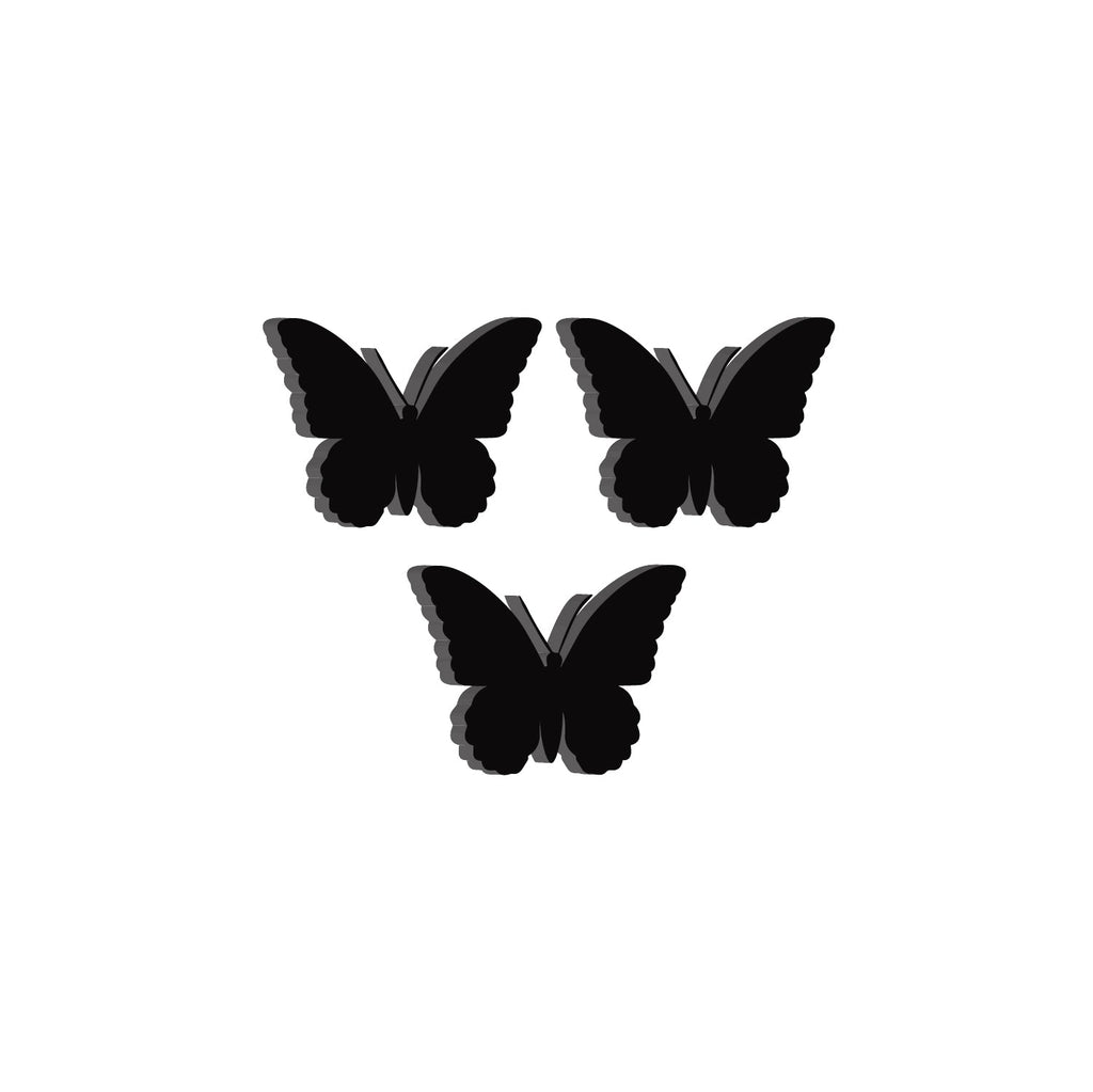 Set of 3 "Butterflies" Black Engineered Wood Wall Art Cutout, Ready to Hang Home Decor Kafalo
