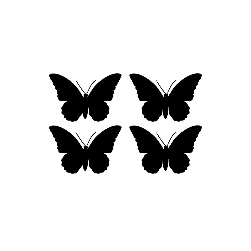 Set Of 4 "Butterflies" Black Engineered Wood Wall Art Cutouts, Ready To Hang Home Decor Kafalo