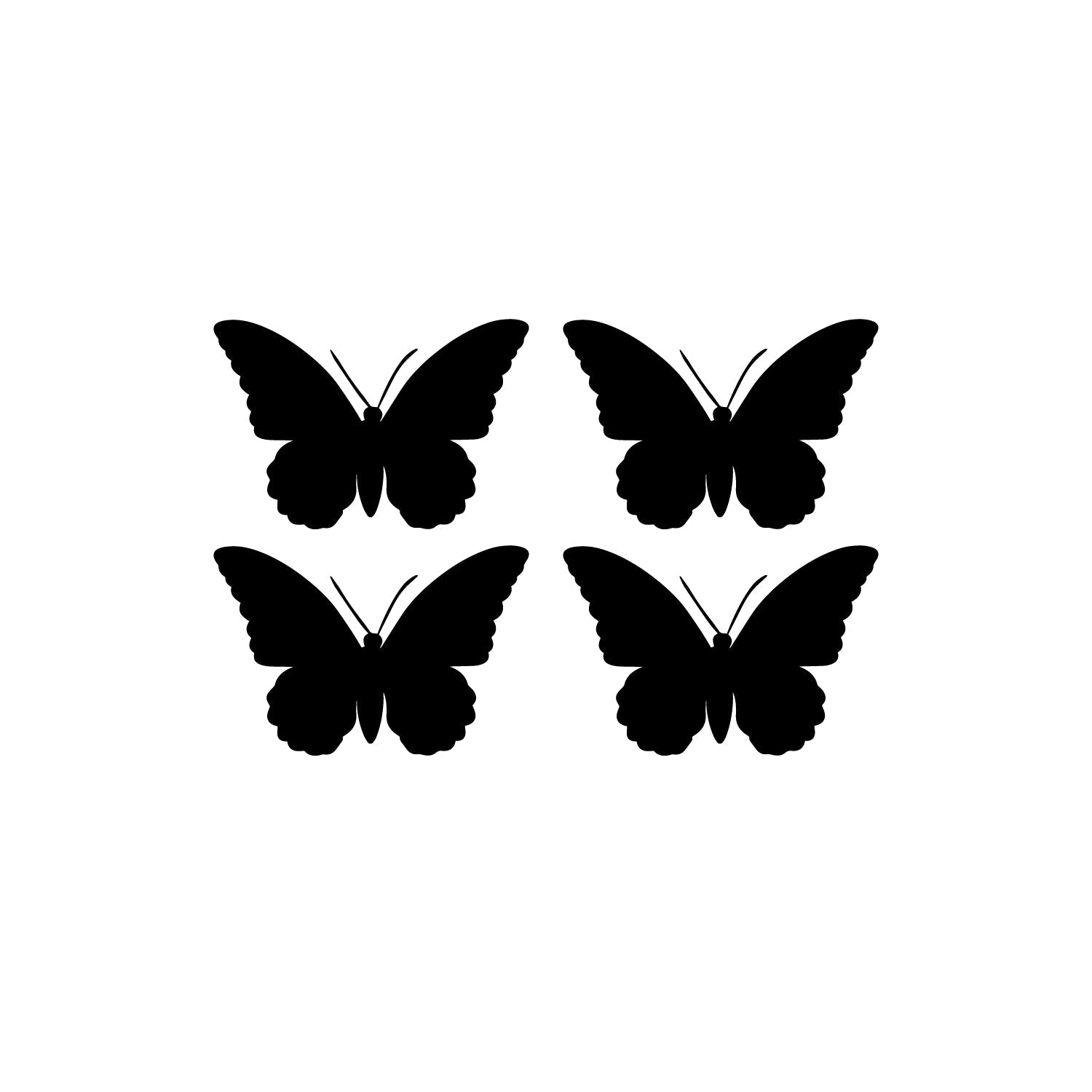 Set Of 4 "Butterflies" Black Engineered Wood Wall Art Cutouts, Ready To Hang Home Decor Kafalo