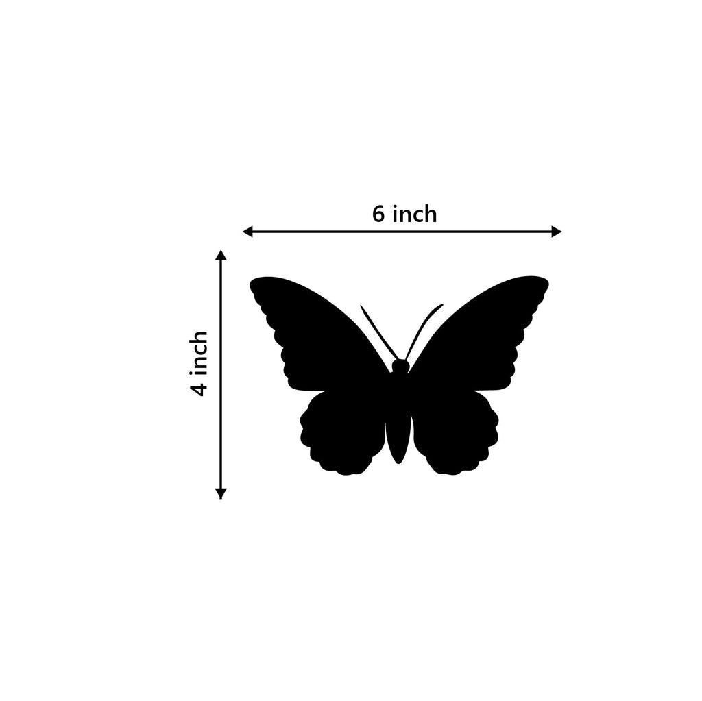 Set Of 4 "Butterflies" Black Engineered Wood Wall Art Cutouts, Ready To Hang Home Decor Kafalo