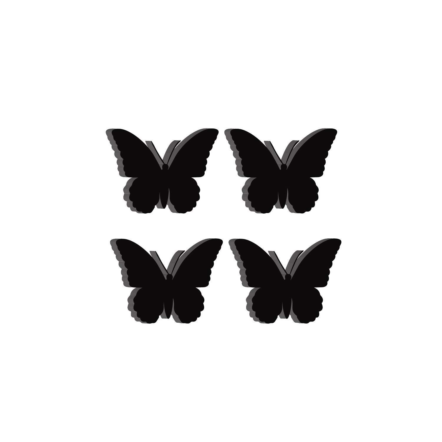Set Of 4 "Butterflies" Black Engineered Wood Wall Art Cutouts, Ready To Hang Home Decor Kafalo