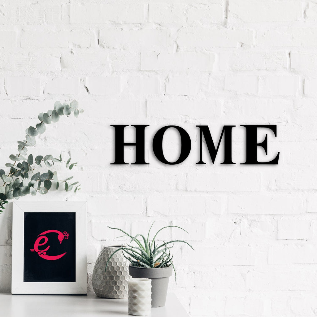 "HOME" Black Engineered Wood Wall Art Cutout, Ready to Hang Home Decor Kafalo