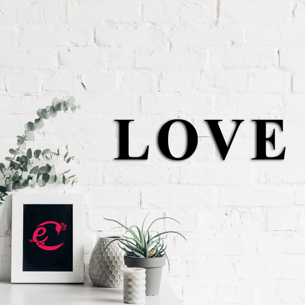 "LOVE" Black Engineered Wood Wall Art Cutout, Ready to Hang Home Decor Kafalo