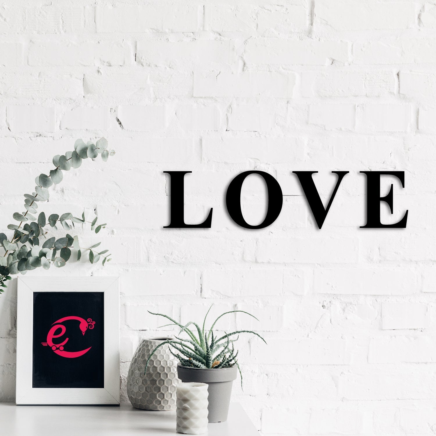 "LOVE" Black Engineered Wood Wall Art Cutout, Ready to Hang Home Decor Kafalo