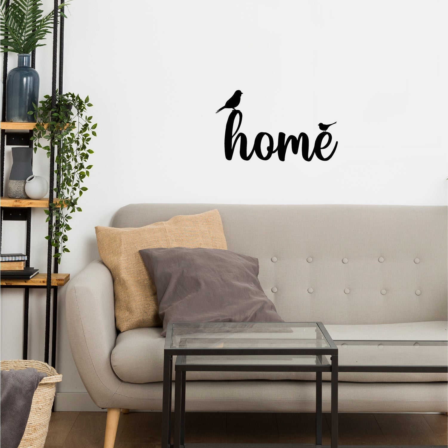 "HOME with birds" Black Engineered Wood Wall Art Cutout, Ready to Hang Home Decor Kafalo