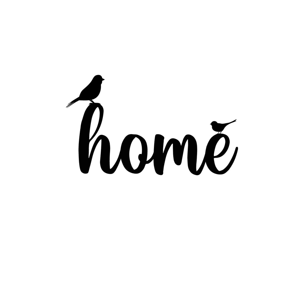 "HOME with birds" Black Engineered Wood Wall Art Cutout, Ready to Hang Home Decor Kafalo
