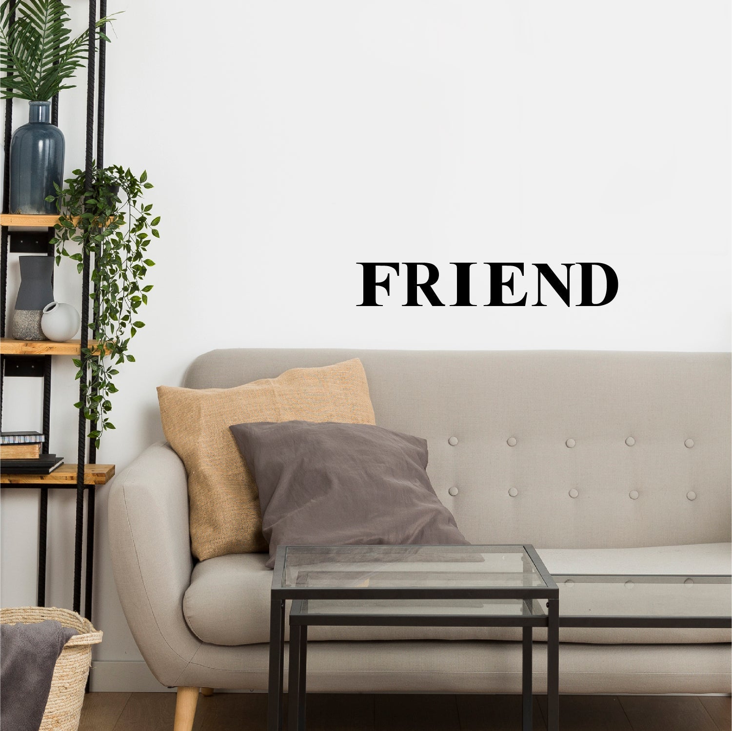"FRIEND" Black Engineered Wood Wall Art Cutout, Ready to Hang Home Decor Kafalo