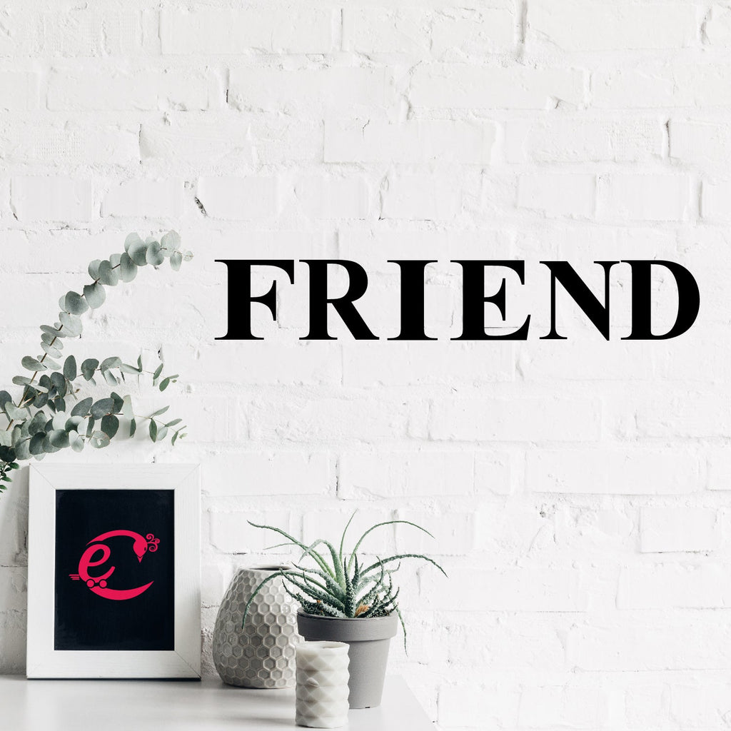 "FRIEND" Black Engineered Wood Wall Art Cutout, Ready to Hang Home Decor Kafalo