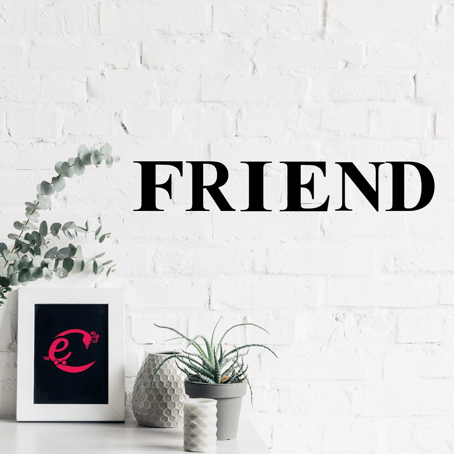 "FRIEND" Black Engineered Wood Wall Art Cutout, Ready to Hang Home Decor Kafalo