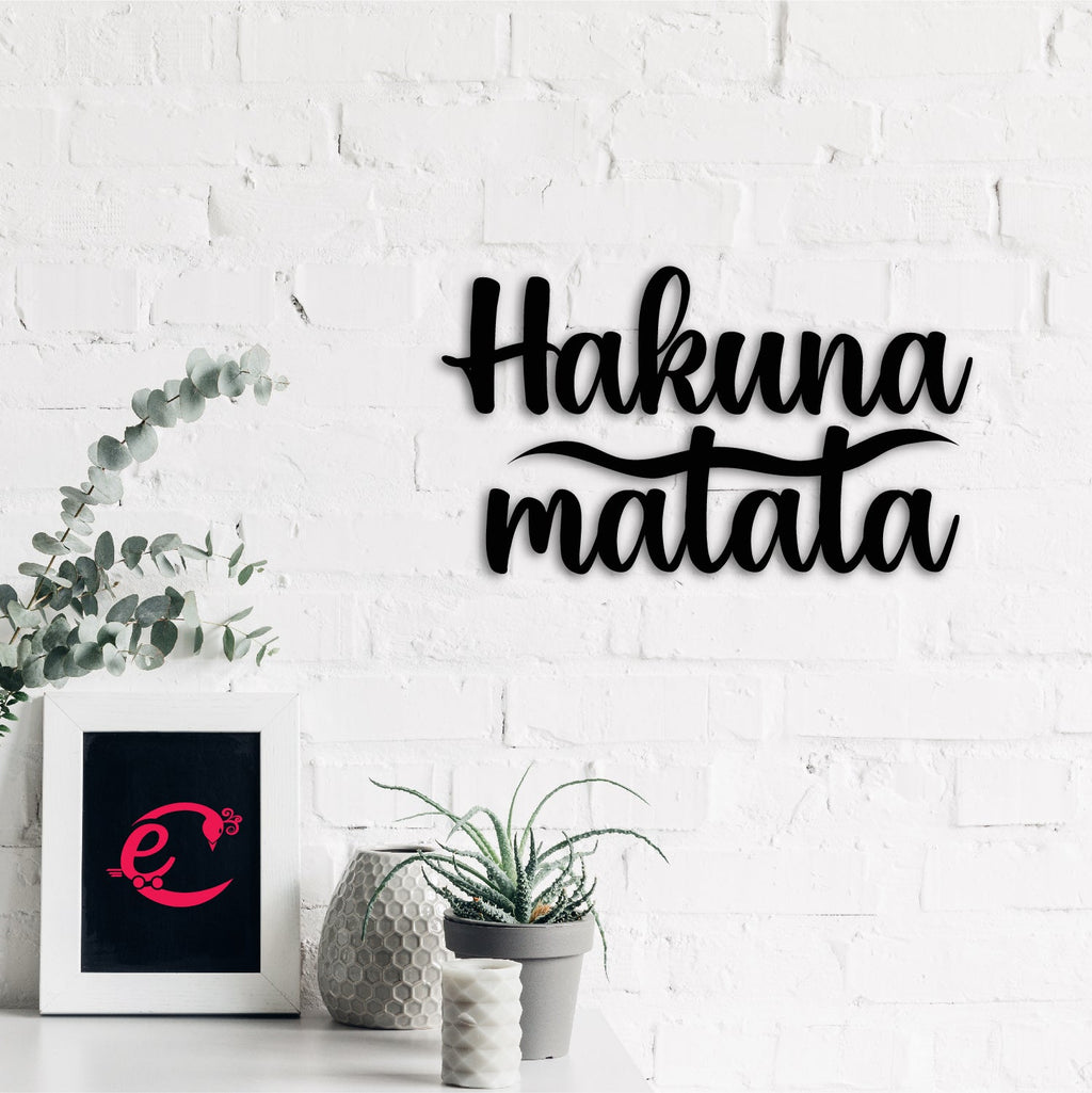 "Hakuna Matata" Black MDF Engineered Wooden Wall Art/Hanging Cutout for Home Decor Kafalo
