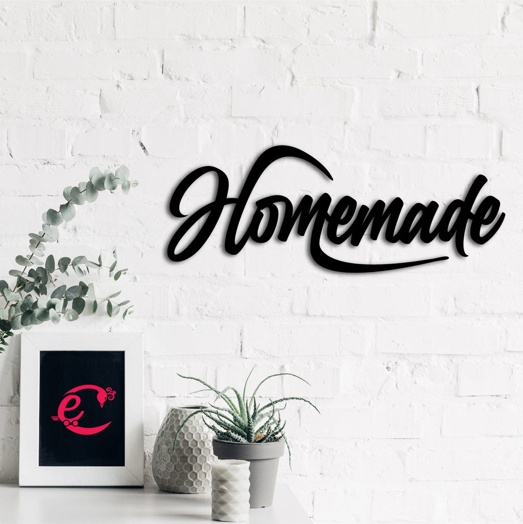 "Homemade" Black Engineered Wood Wall Art Cutout, Ready to Hang Home Decor Kafalo