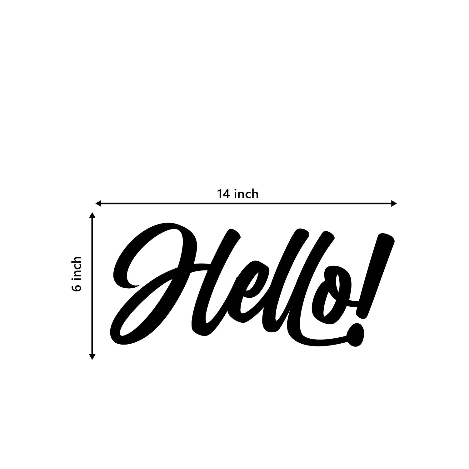 "HELLO!" Black Engineered Wood Wall Art Cutout, Ready to Hang Home Decor Kafalo